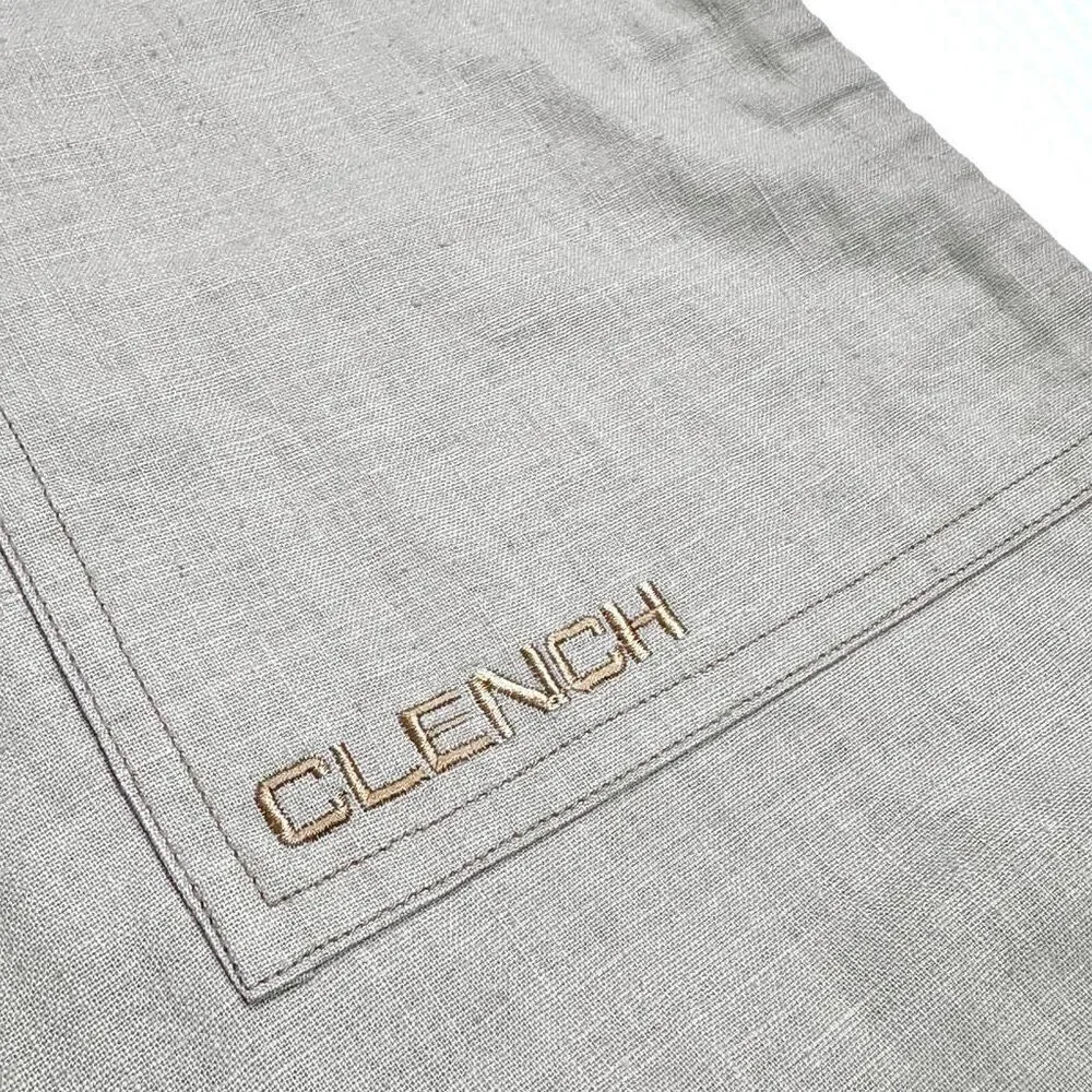 Y2K Deadstock Clench Linen Wide Leg Pants Embroidered Baggy Streetwear Archive